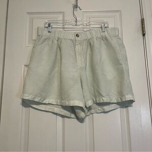 Madewell Linen-Blend Pull-On Pleated Shorts Eco-friendly Pale Green Size XL